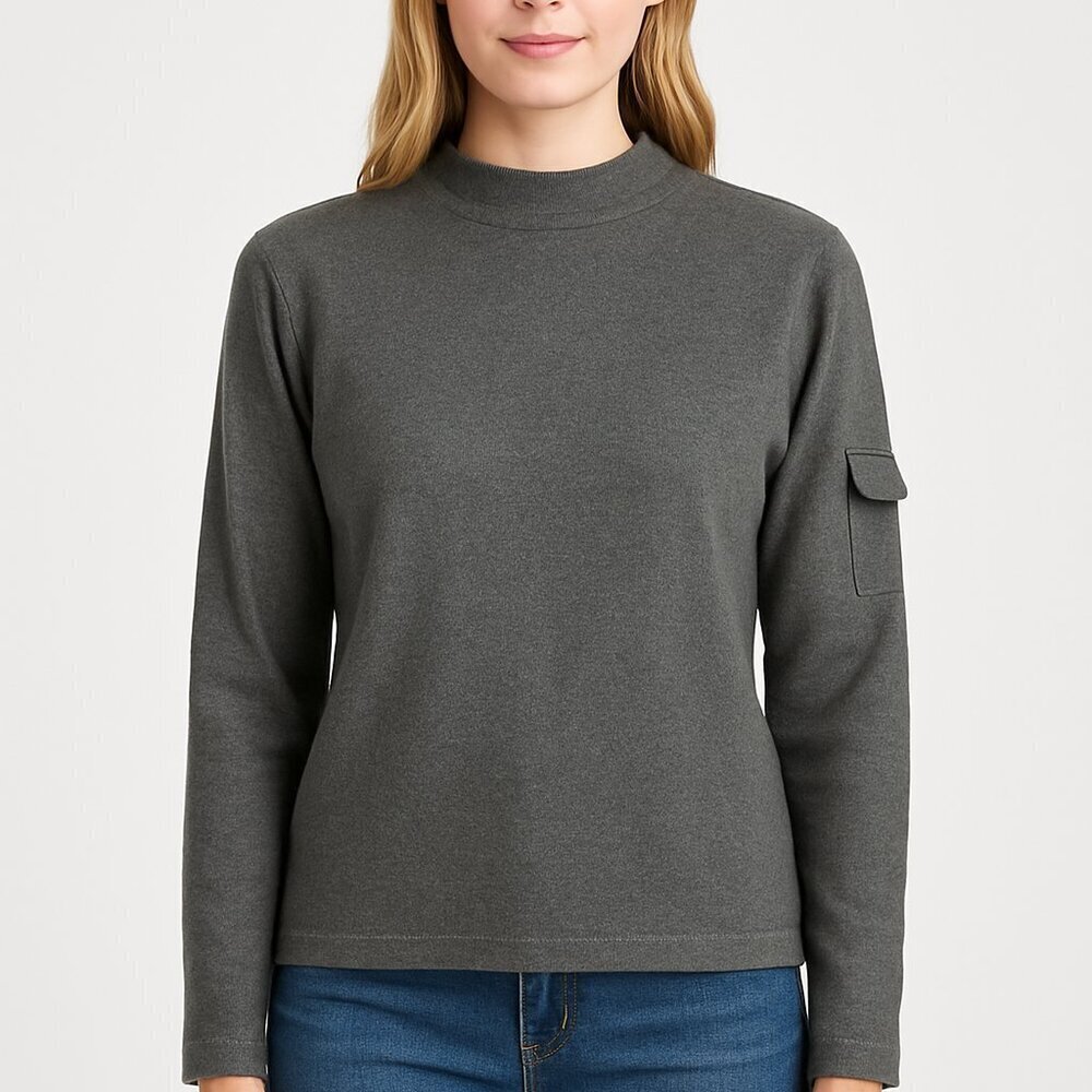 Vintage Sears Sweater Size Small Gray Long Sleeve Pocket Normcore Minimalist